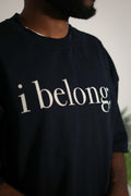 ibelong, "Agnus dei" heavyweight cotton t-shirt in navy-blue