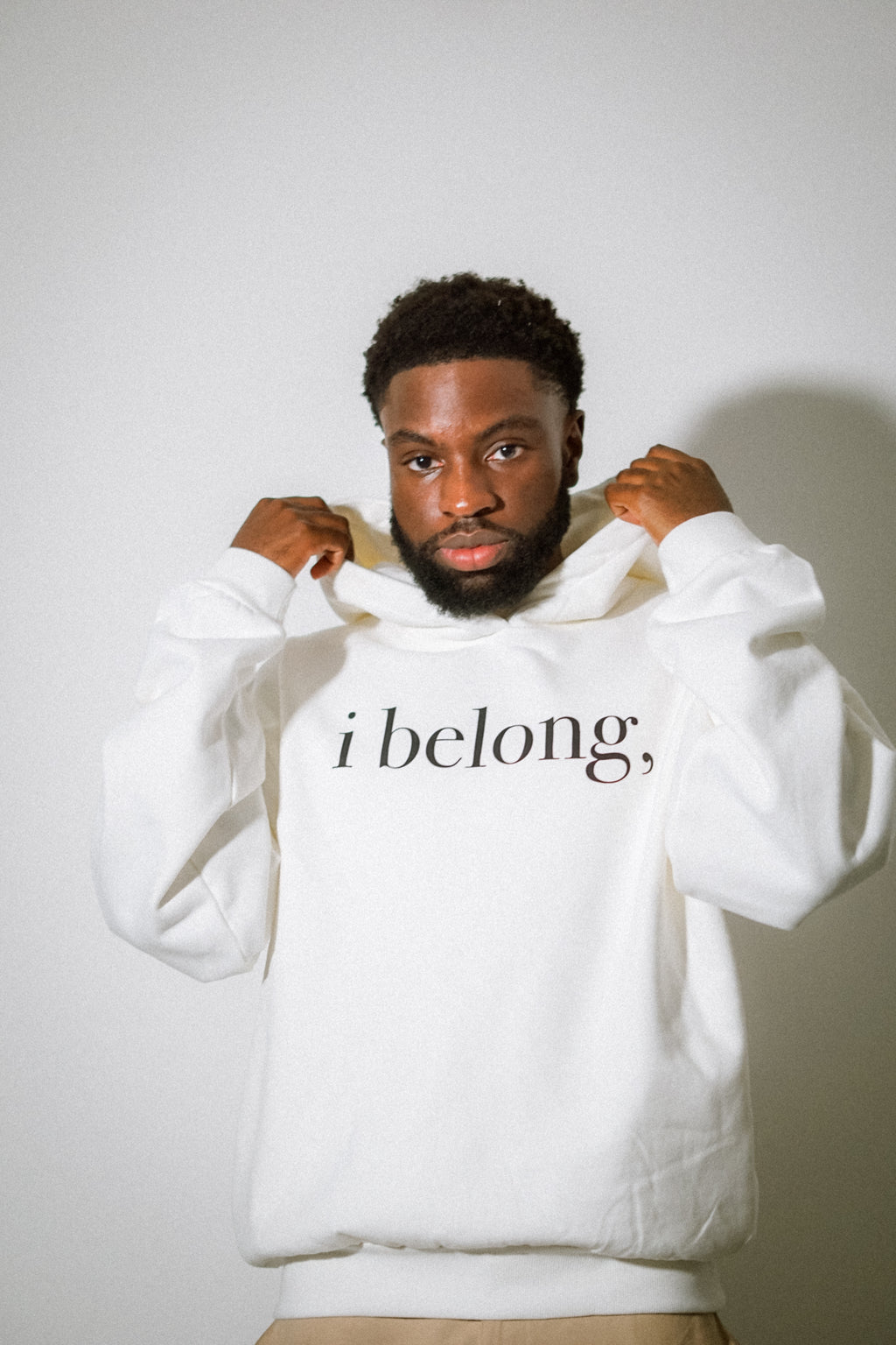 ibelong, "Agnus Dei" heavyweight fleece hoodie in white