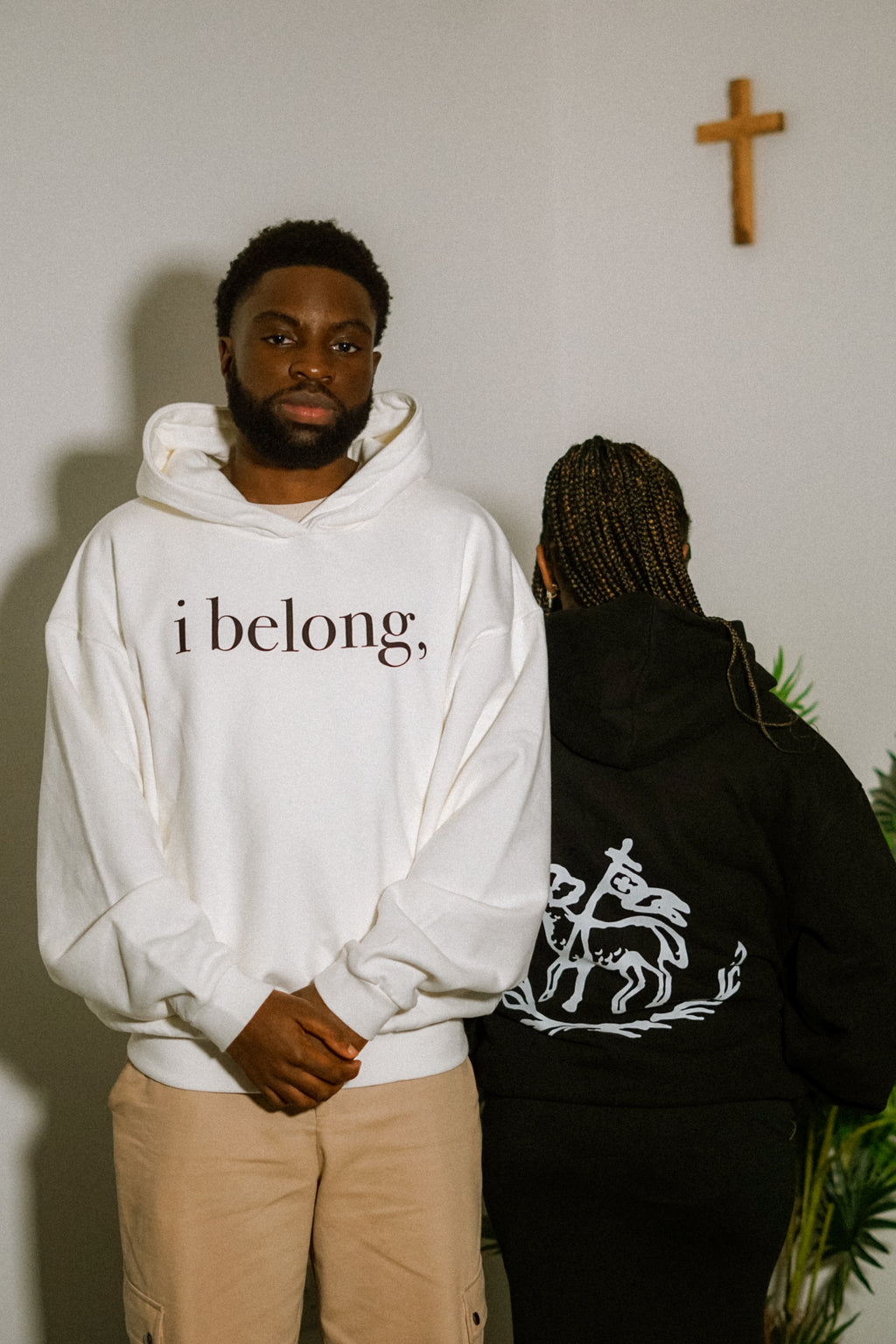 ibelong, "Agnus Dei" heavyweight fleece hoodie in white