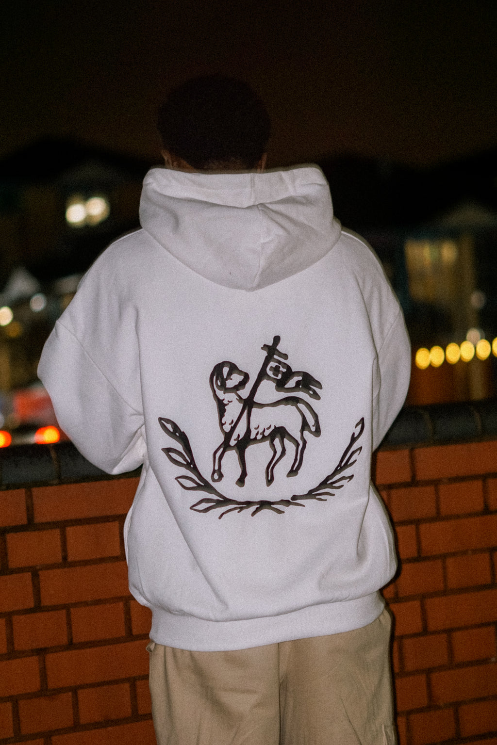 ibelong, "Agnus Dei" heavyweight fleece hoodie in white