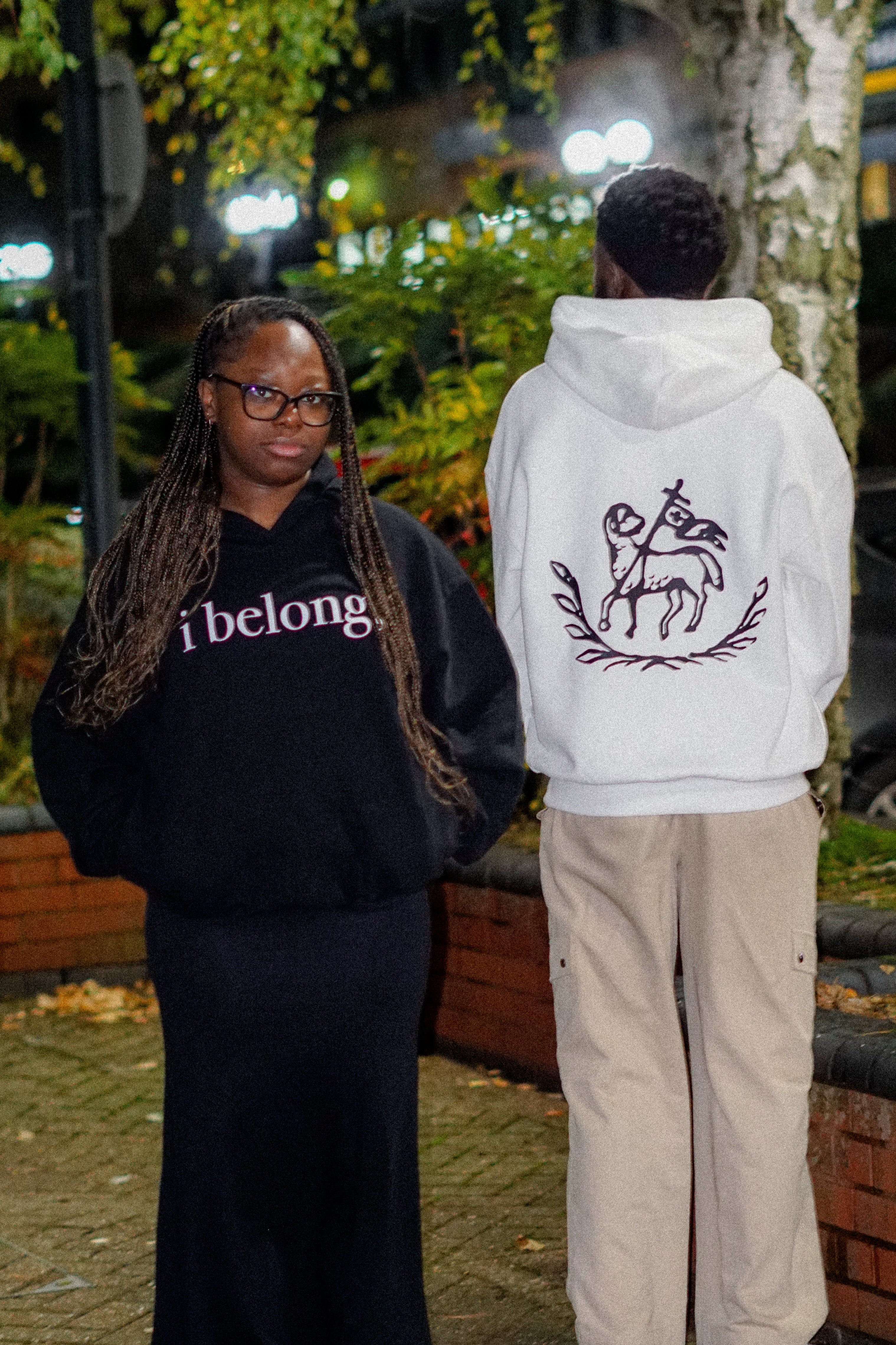 ibelong, "Agnus Dei" heavyweight fleece hoodie in black