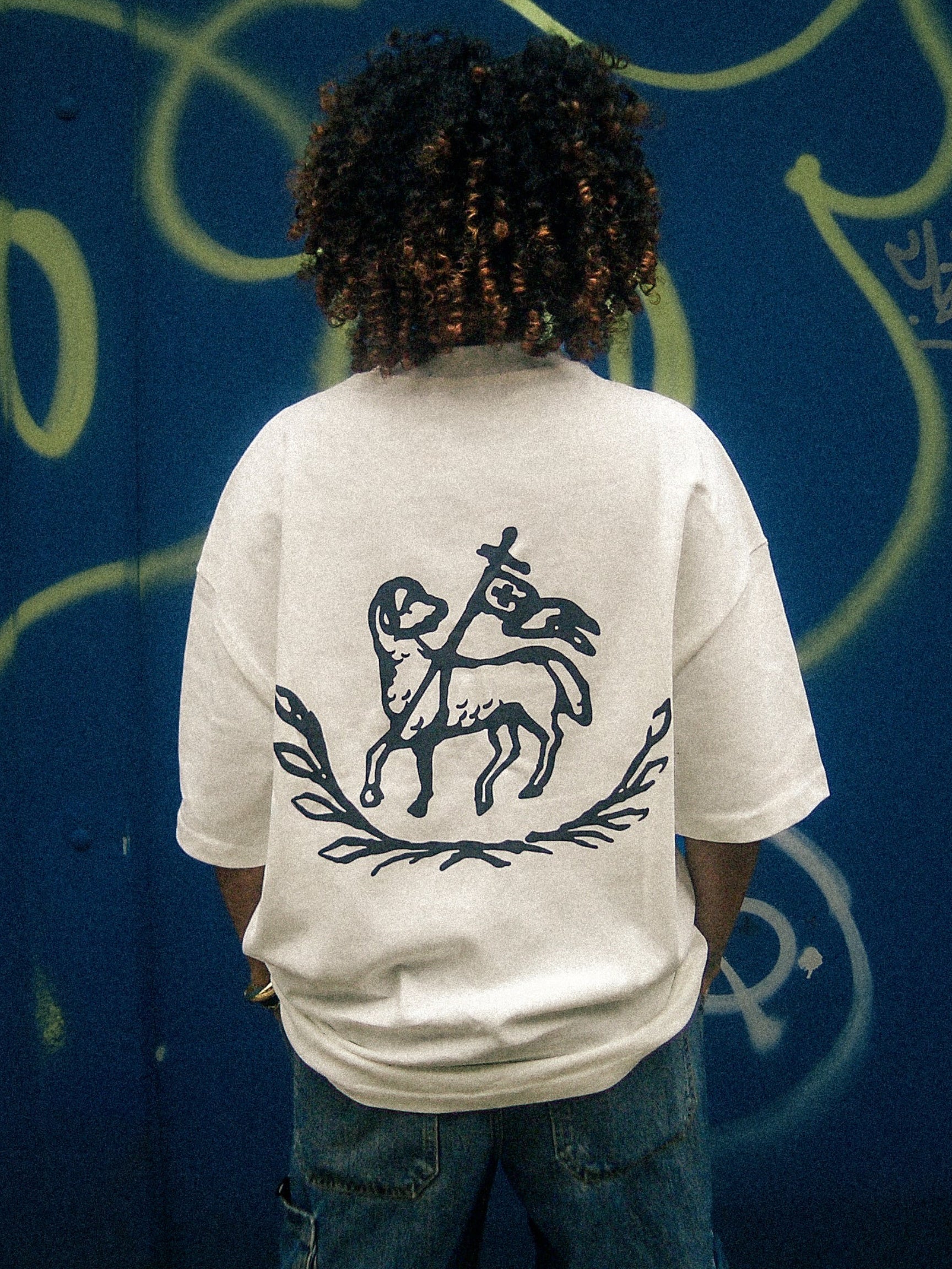 ibelong, "Agnus dei" heavyweight cotton t-shirt in white