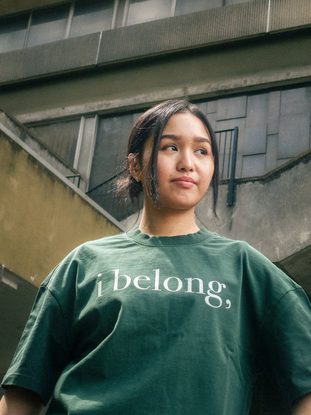 ibelong, "Agnus dei" heavyweight cotton t-shirt in dark-green
