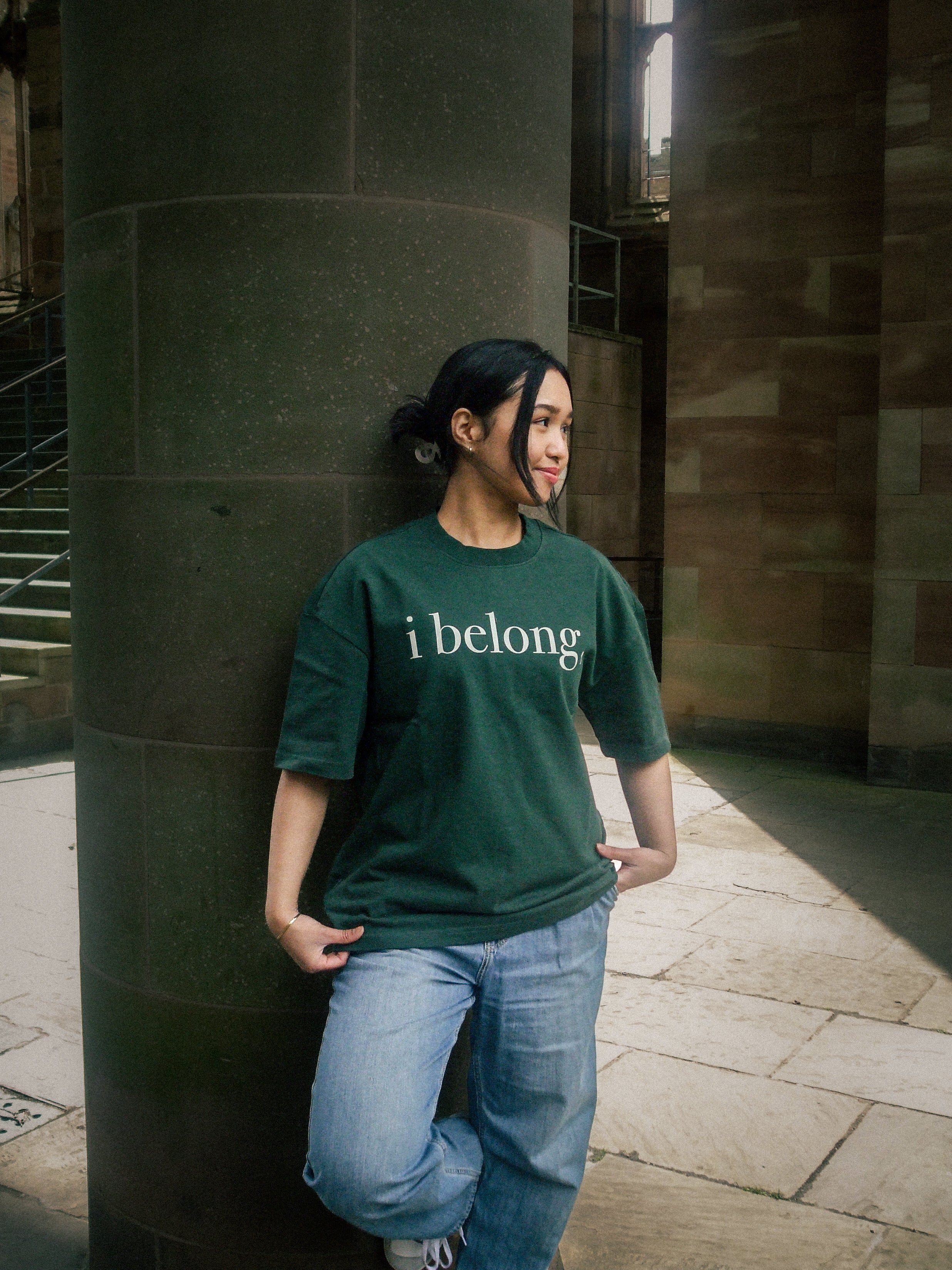 ibelong, "Agnus dei" heavyweight cotton t-shirt in dark-green